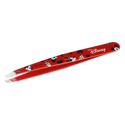 Red Mickey Mouse and Minnie Mouse slant tweezer with red bow and white hands