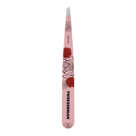 Reverse side of Disney's Aurora Slant Tweezer, tweezer color is pink with image of roses