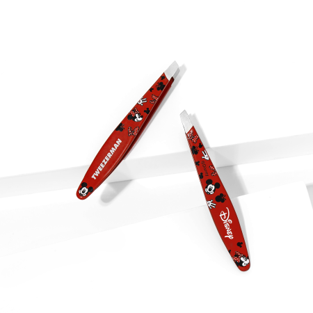 Red Mickey Mouse and Minnie Mouse Mini Slant Tweezer with Stainless Steel Tips