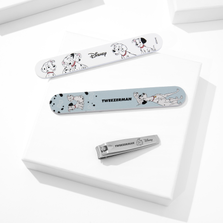 Disney's 101 Dalmatians Manicure Kit featuring Nail Files and Fingernail Clipper placed on a white block tray