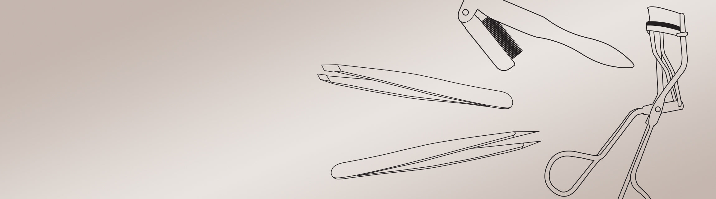 Set of grooming tools including scissors, comb, and mirror on a light background