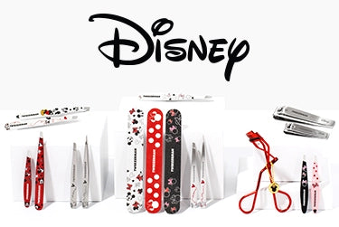 Disney Mickey and Minnie White, Black and Red Nail File Set, Mickey Mouse Slant Tweezer, Pink and Black Mini Slant Tweezer, Stainless Steel Combo Nal Clippers, Stainless Steel Design Point and Slant Tweezer Set. Red Eyelash Curler.