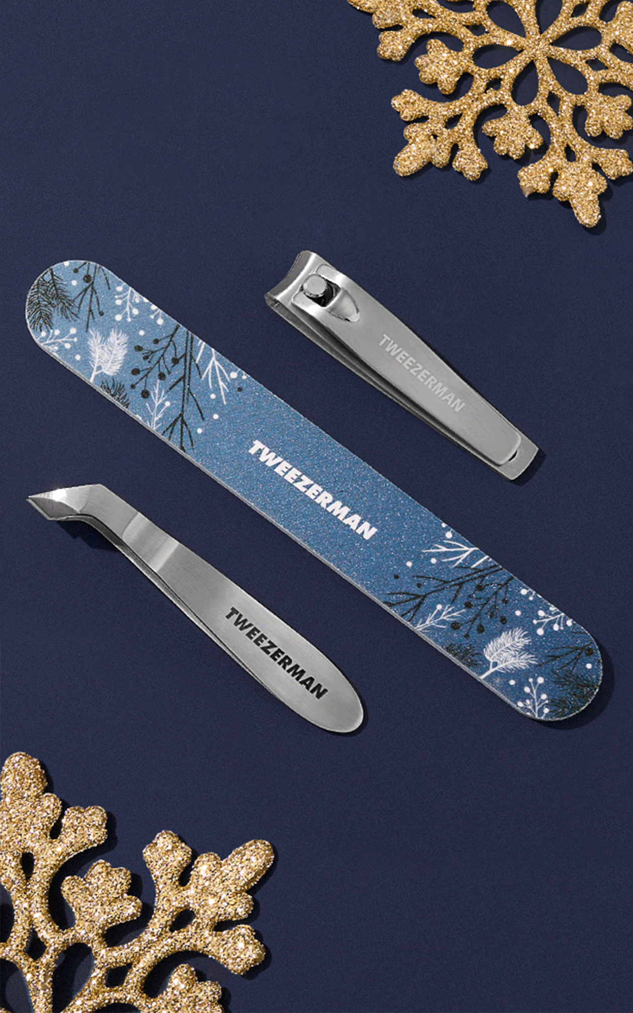 Discover our limited-edition Holiday Collection in rich, evening-inspired hues, perfect for gifting or adding to your holiday beauty routine. Collection held up by a gold Evening Glow Lash Gift Set, Evening Glow Manicure Gift Set,	Evening Glow Mini Tweezer Set, Evening Glow Mini Slant Tweezer with Case, Evening Glow Micro Mini Tweezer Set