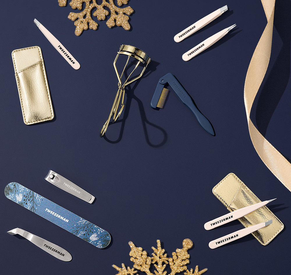 Tweezerman Holiday Collection Evening Glow, designed in rich, evening-inspired hues, this collection features precision tools in festive blue and gold, making it a thoughtful gift for any beauty lover or a perfect addition to your holiday beauty routine. Evening Glow Lash Gift Set
	Evening Glow Manicure Gift Set
Evening Glow Mini Tweezer Set
Evening Glow Mini Slant Tweezer with Case
Evening Glow Micro Mini Tweezer Set