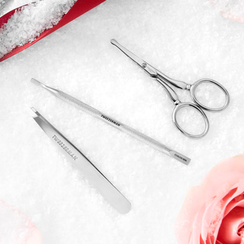 STAINLESS STEEL CLASSIC SLANT TWEEZER, NAIL PUSH, FACIAL HAIR SCISSORS