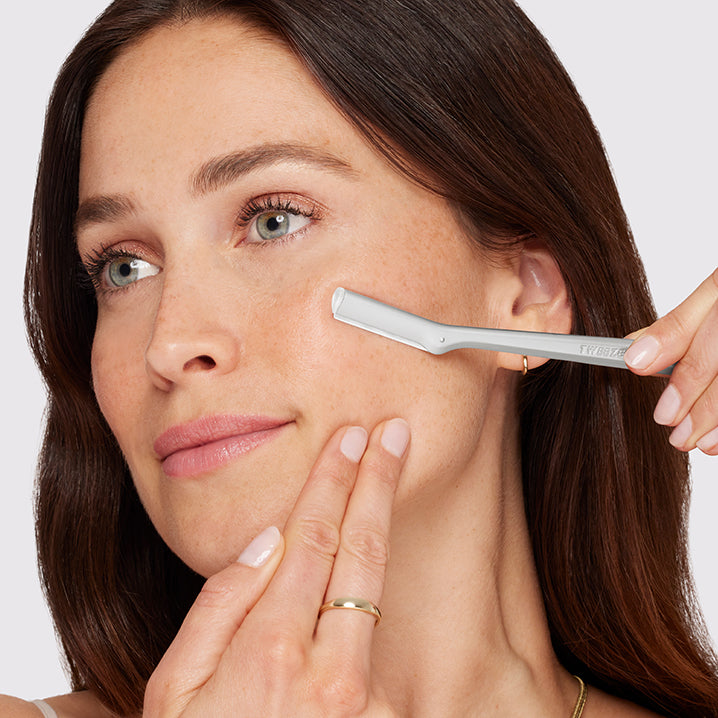 model using stainless steel facial razor