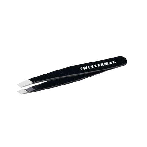 Dusted Onyx Mini Slant Tweezer with Tweezerman logo