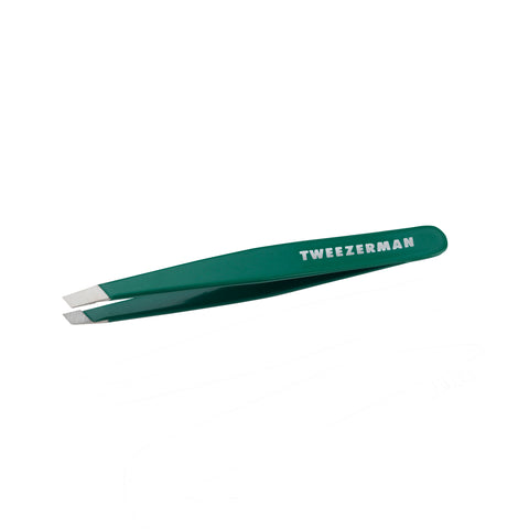 Emerald Green Petite Slant Tweezer featuring white Tweezerman logo.