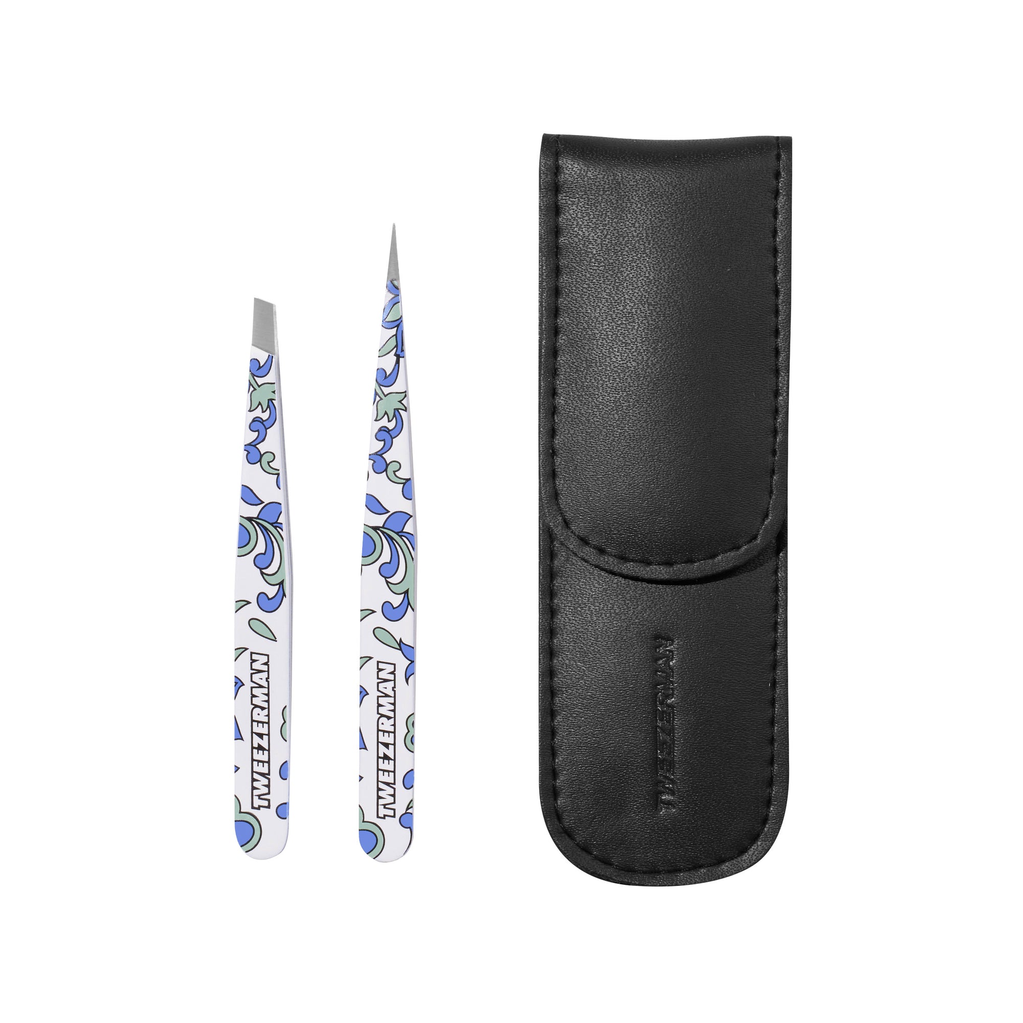 Paisley Petite Tweezer Set, point tweezer and slant tweezer with black case