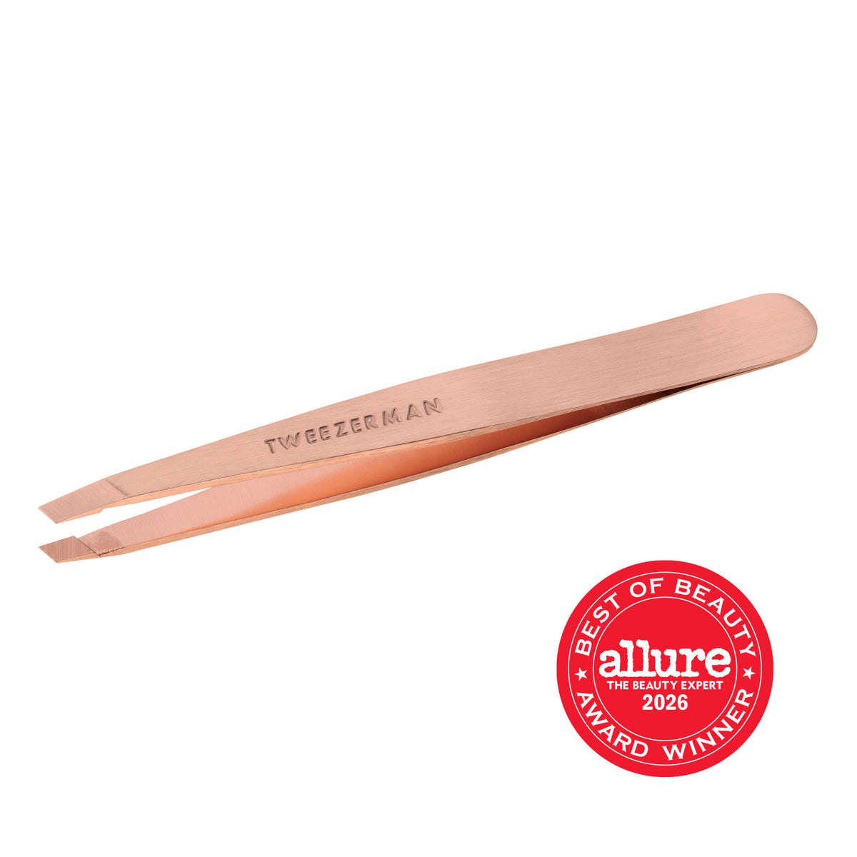 Allure Best of Beauty Award Winner Slant Tweezer with Metallic Rose Gold Finish