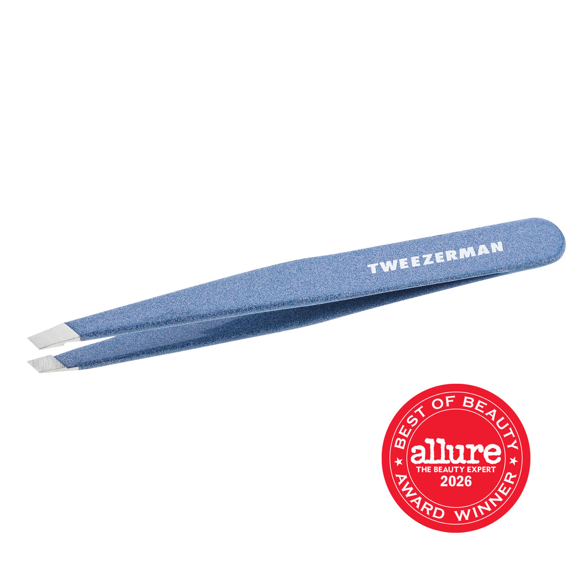 Granite Sky Slant Tweezer, blue and white speckle color finish with stainless steel tips