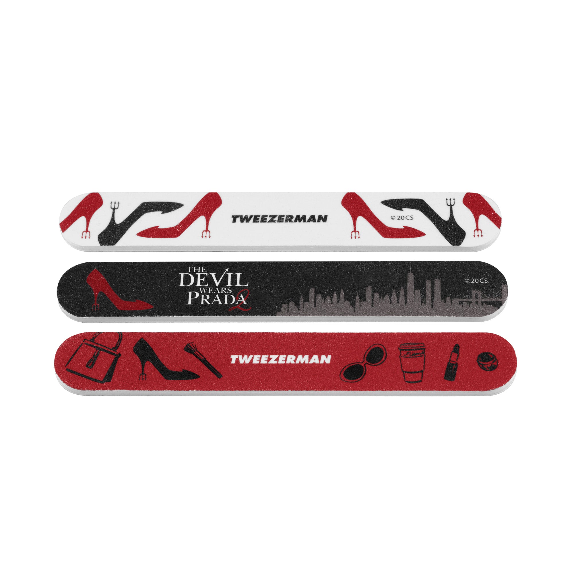 The Devil Wears Prada 2 Nail File Set including 3 nail files with Devil Wears Prada 2 Design on each nail file a white background