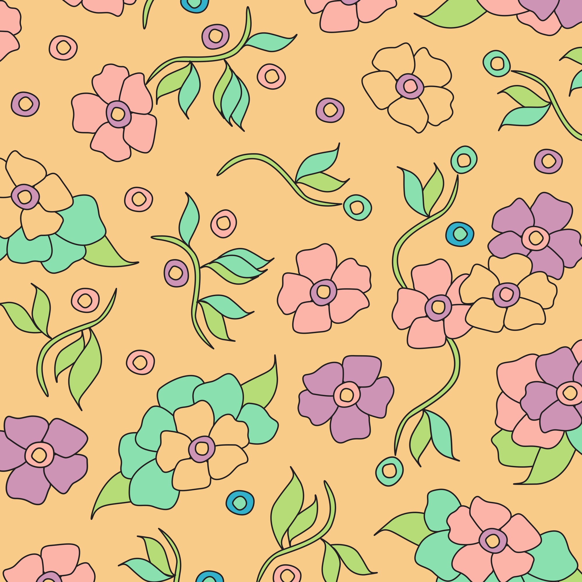 Yellow Vintage Floral Print