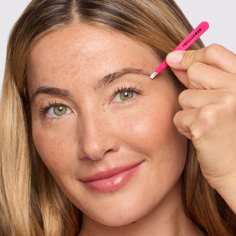 Model using Mini Pink Slant Tweezer