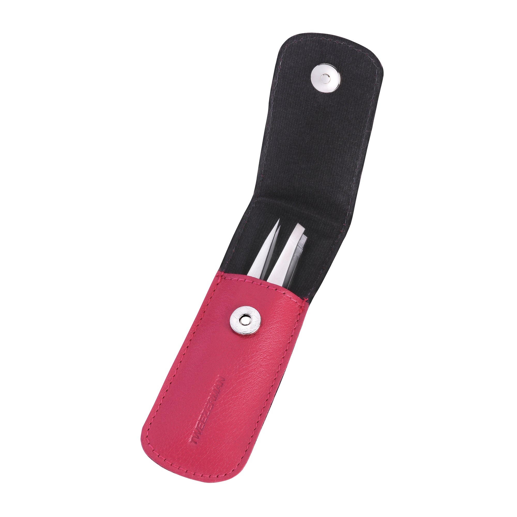 Stainless Steel Petite Slant and Point Tweezer in Pink Case