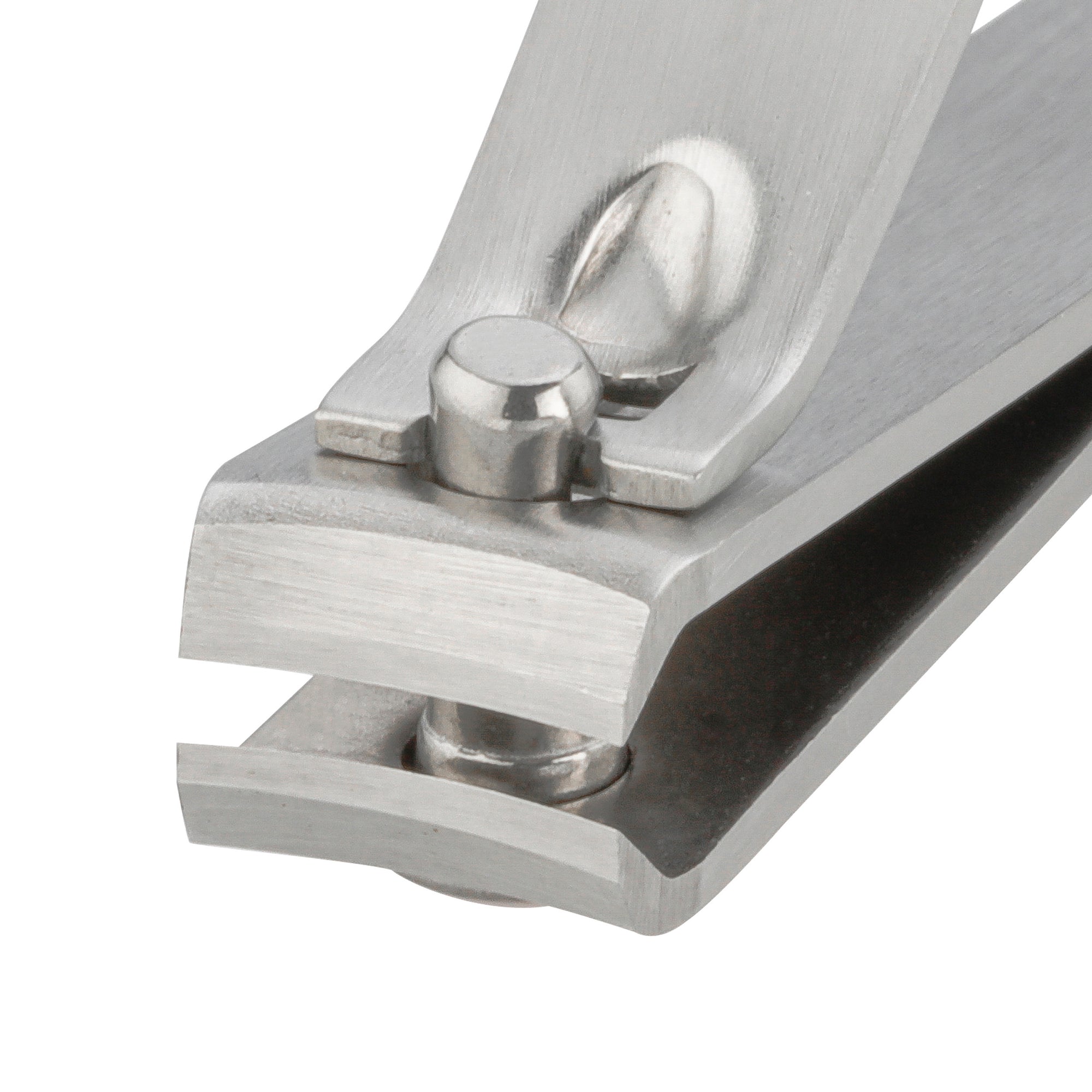 Close up on curved blade of fingernail clipper