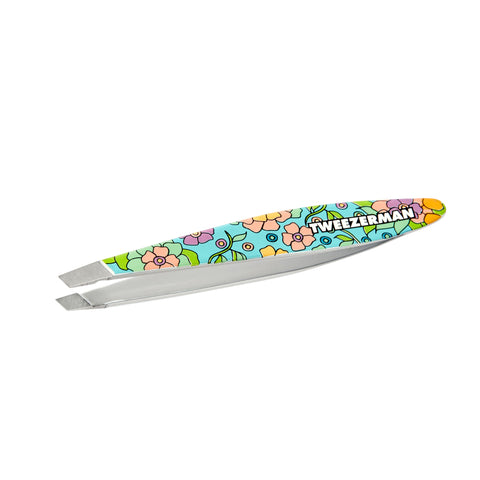 vintage floral blue print mini slant tweezer