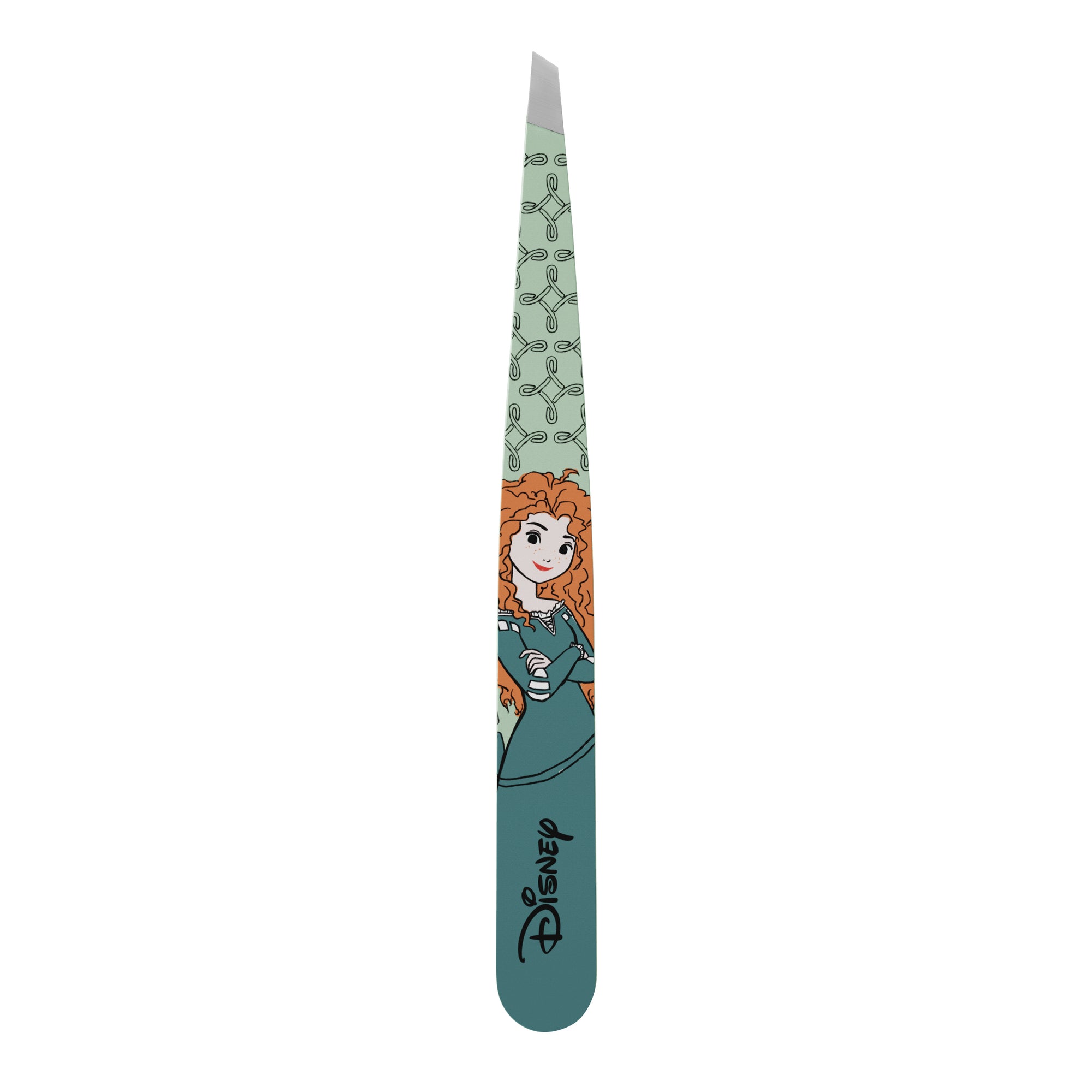 Disney&#39;s Merida Slant Tweezer, tweezer color is green with image of Merida