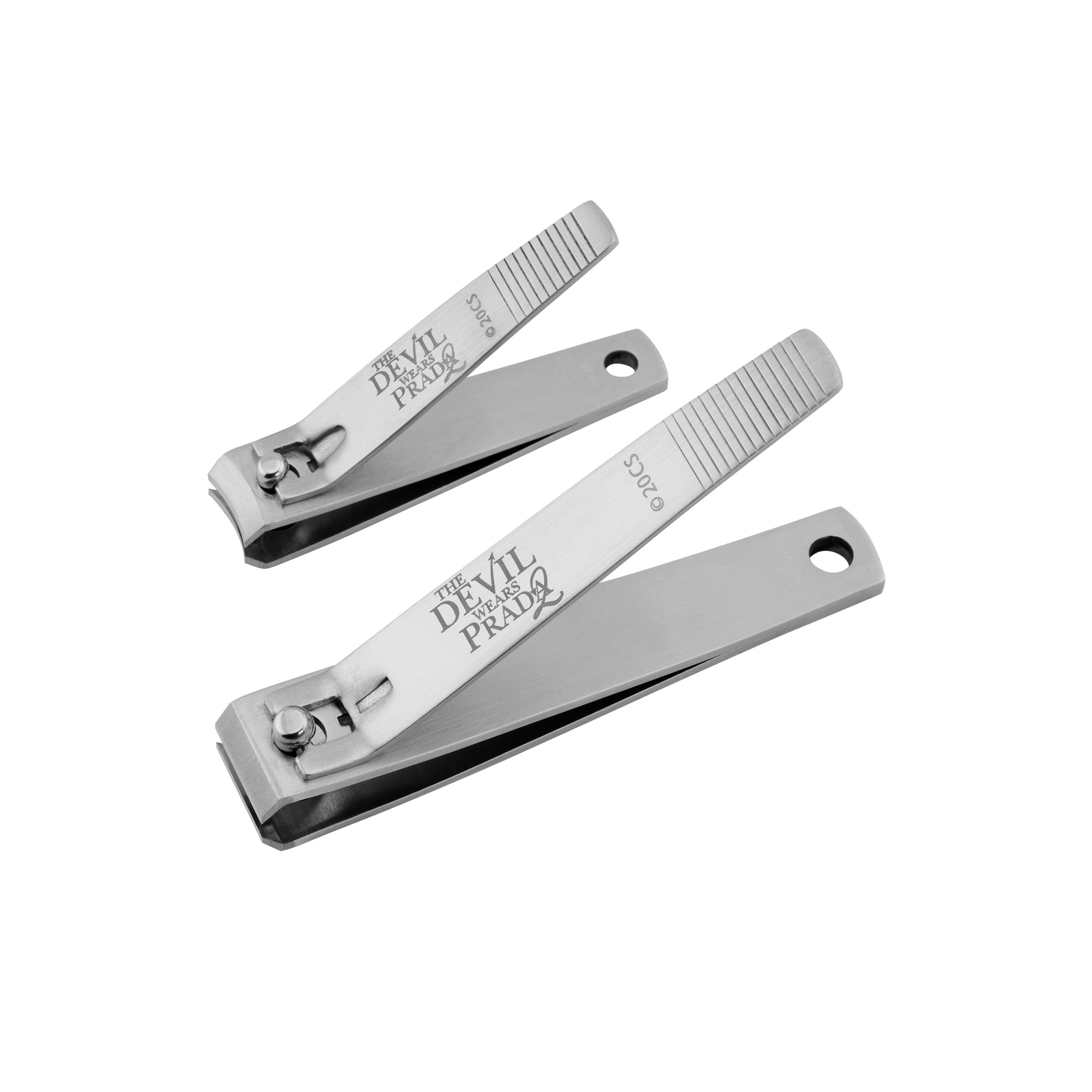 The Devil Wears Prada 2 Combo Clipper Set including fingernail and toenail clippers opened on a white background