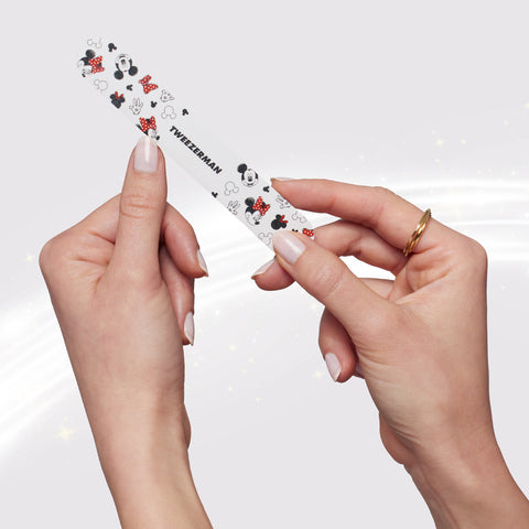Model using White Mickey and Minnie Mouse Nail File