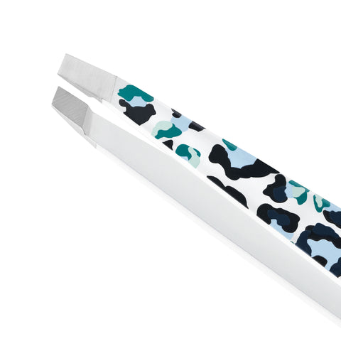 Blue Leopard Slant Tweezer