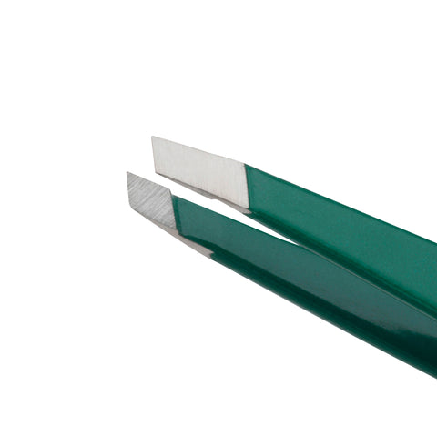 Stainless Steel tips of Emerald Green Petite Slant Tweezer