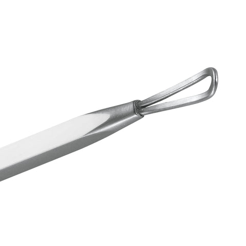 Long, flat loop of whitehead and blackhead remover