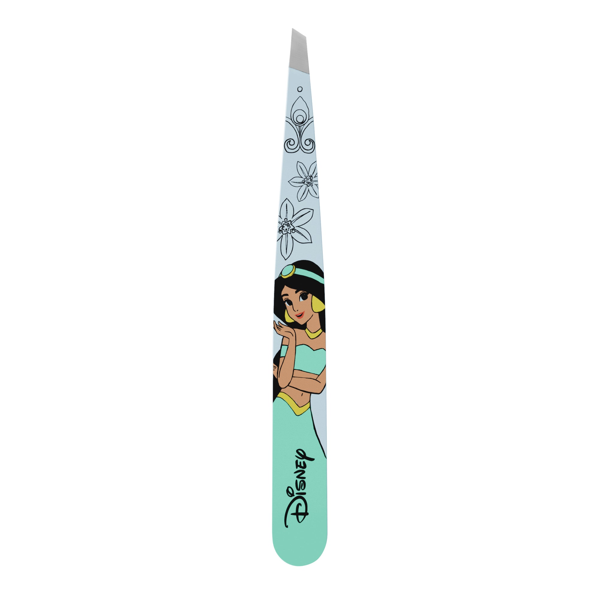Disney&#39;s Jasmine Slant Tweezer, tweezer color is blue with image of Jasmine