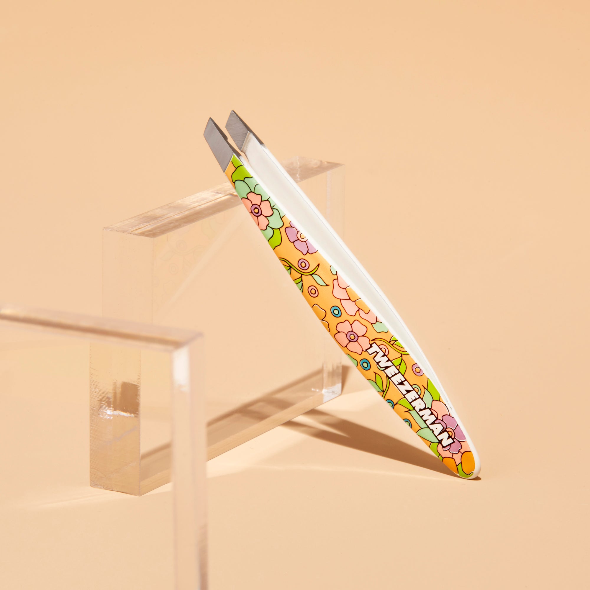 Yellow Vintage Floral Print Mini Slant Tweezer