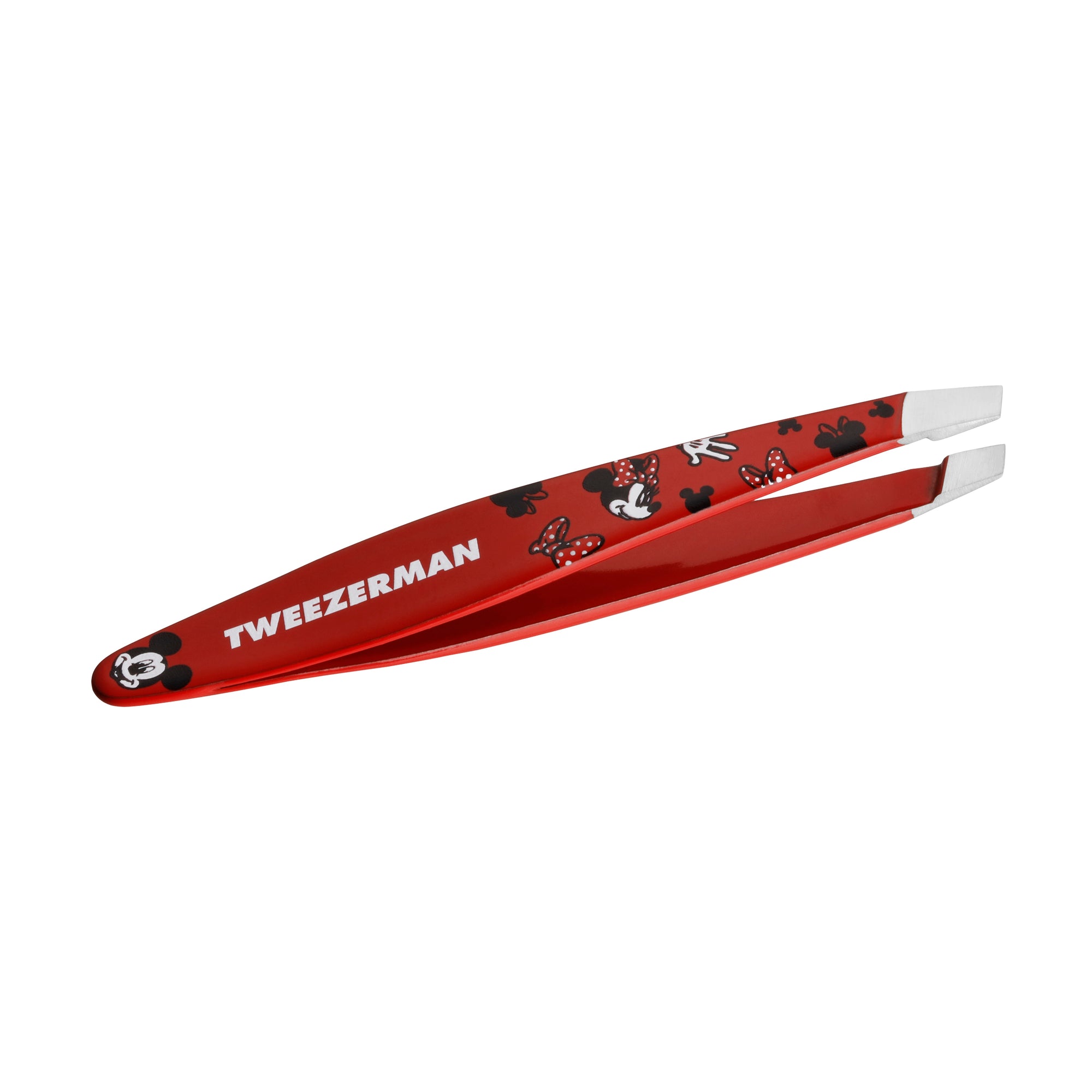 Red Mickey Mouse and Minnie Mouse Mini Slant Tweezer with Stainless Steel Tips